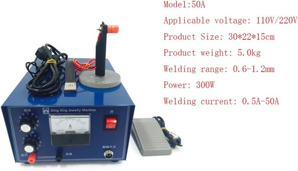 Hanchen 50A 0.6-1.2mm Desktop Small High Power Spot Welding Machine Handheld Laser Pulse Welding Machine for Jewelry Necklace Rings Gold Silver Copper (50A 0.6-1.2mm)