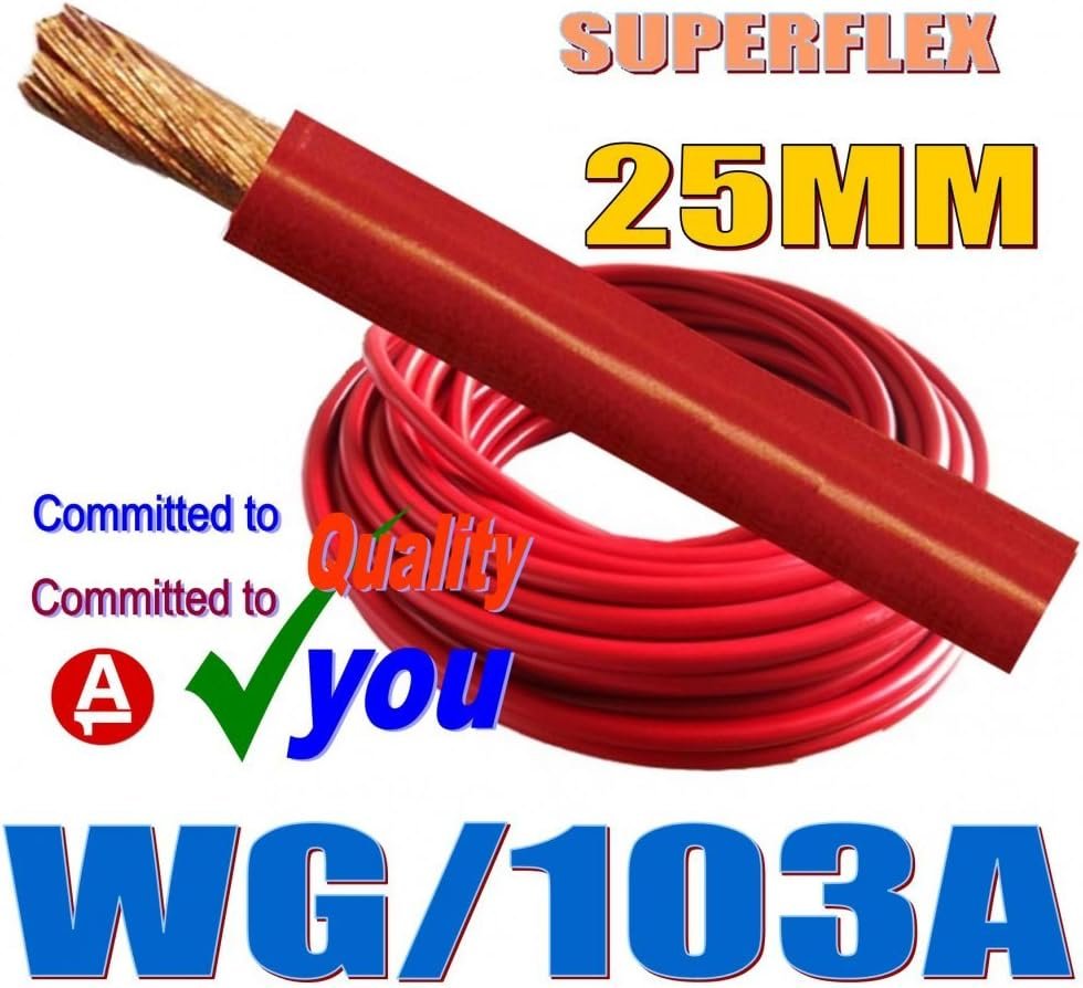 DYNATEC Welding Cable/Battery Live 230 Amp 25 mm Red Flexible Per Meter Mig Tig Arc Welder