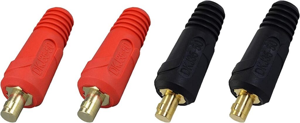 RIVERWELD TIG Welding Cable Panel Connector-Plug DKJ35-50 315Amp Dinse Quick Fitting Red and Black Color 4pcs