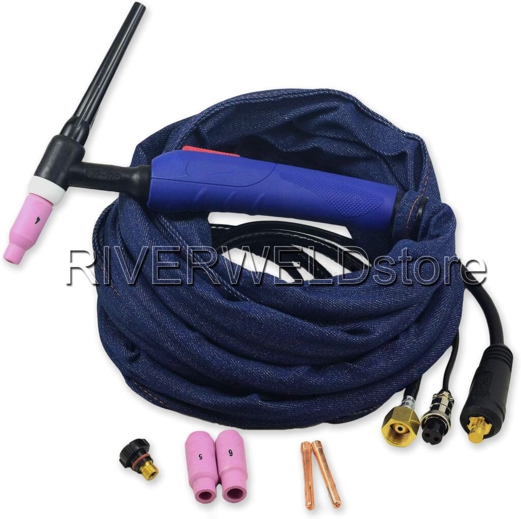RIVERWELD WP-17F-12R 150A Tig Welding Torch Complete with Flexible Head,Euro Style 3.8 Meters