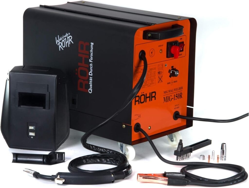 Röhr MIG-150R MIG Welder Inverter Gas Flux 150 Amp Stepless Feed MIG/MAG Welding Machine 240V High Duty Cycle – Welding Mask  Variety of Accessories Included