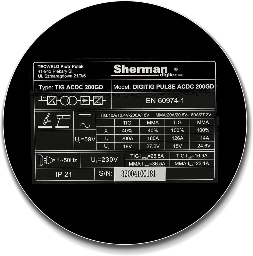 Sherman™ DIGITIG 200GD Pulse AC/DC WIG Welding Machine Pulse 200A AC/DC Welding Aluminium Stainless Steel INOX
