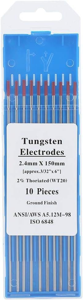 TIG Tungsten Electrode Welding Thorium-Tungsten Electrode 2% Thorium, for Tig Welding Machine, WT20, Red (1mm*150mm)