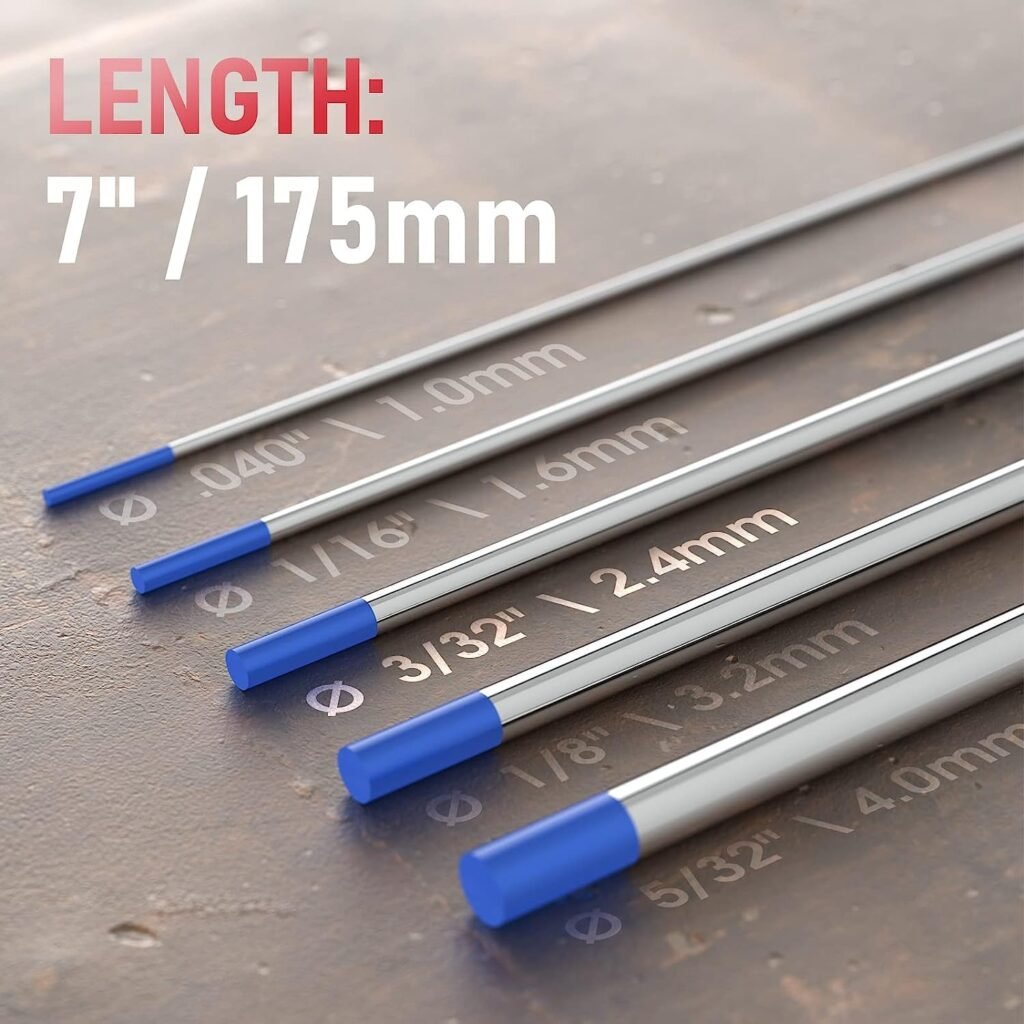 YESWELDER TIG Welding Tungsten Electrode 2% Lanthanated 2.4mm x 175mm (Blue, WL20/EWLa-2) 10-pk