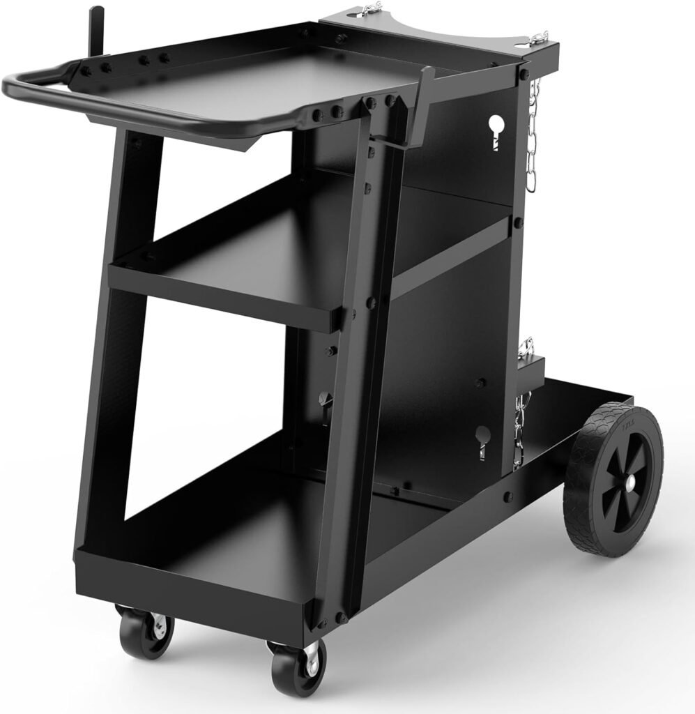 YESWELDER Welding Cart for TIG MIG Welder and Plasma Cutter, Tilt-Table Large Storage 360° Rolling Welding Trolley
