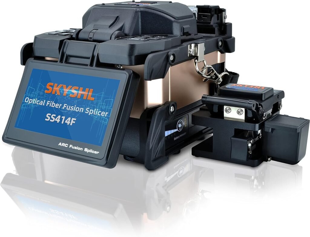 SKYSHL Core Alignment 5inch Touch Screen FTTH Optical Fiber Fusion Splicer Handheld SM MM DS NZDS Fiber Optic Splicing Welding Machine (SS414F-21)