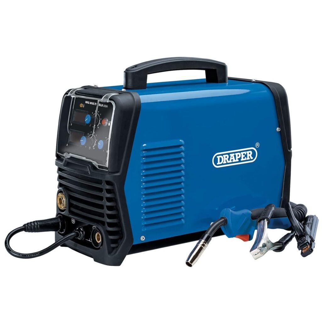 Draper 70046 Gas/Gasless MIG Inverter Multi-Welder, 200A Blue One Size