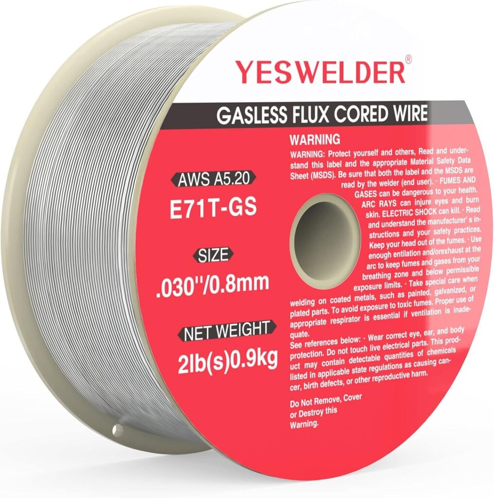 YESWELDER Flux Core Gasless MIG Welding Wire, Mild Steel E71T-GS 0.8mm 0.9kg Spool