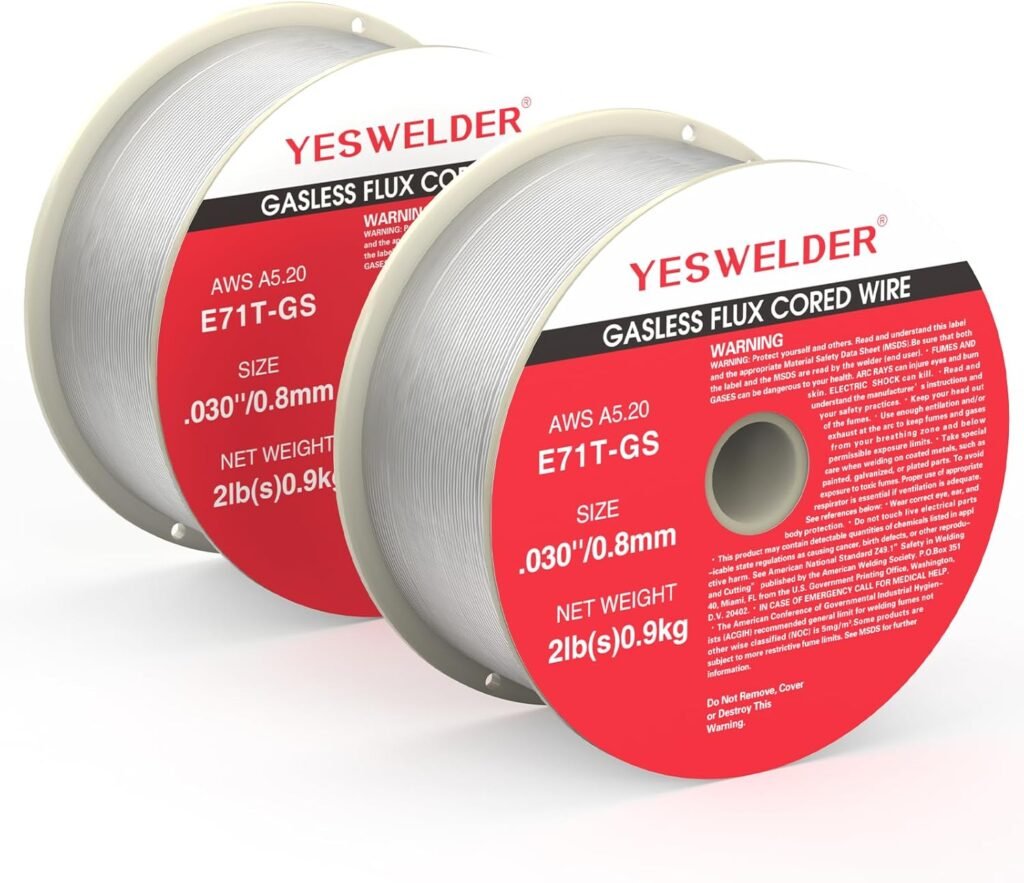 YESWELDER Gasless Flux Core Mig Wire, Mild Steel E71TGS.030-Diameter, 2-Pound Spool (2 Packs)