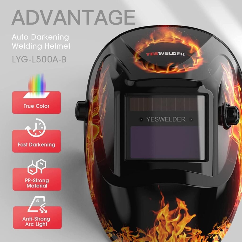 YESWELDER True Colour Welding Mask Solar Auto Darkening Welding Helmet, Wide Shade 4/9-13 Welder Mask Weld Hood for TIG MIG ARC