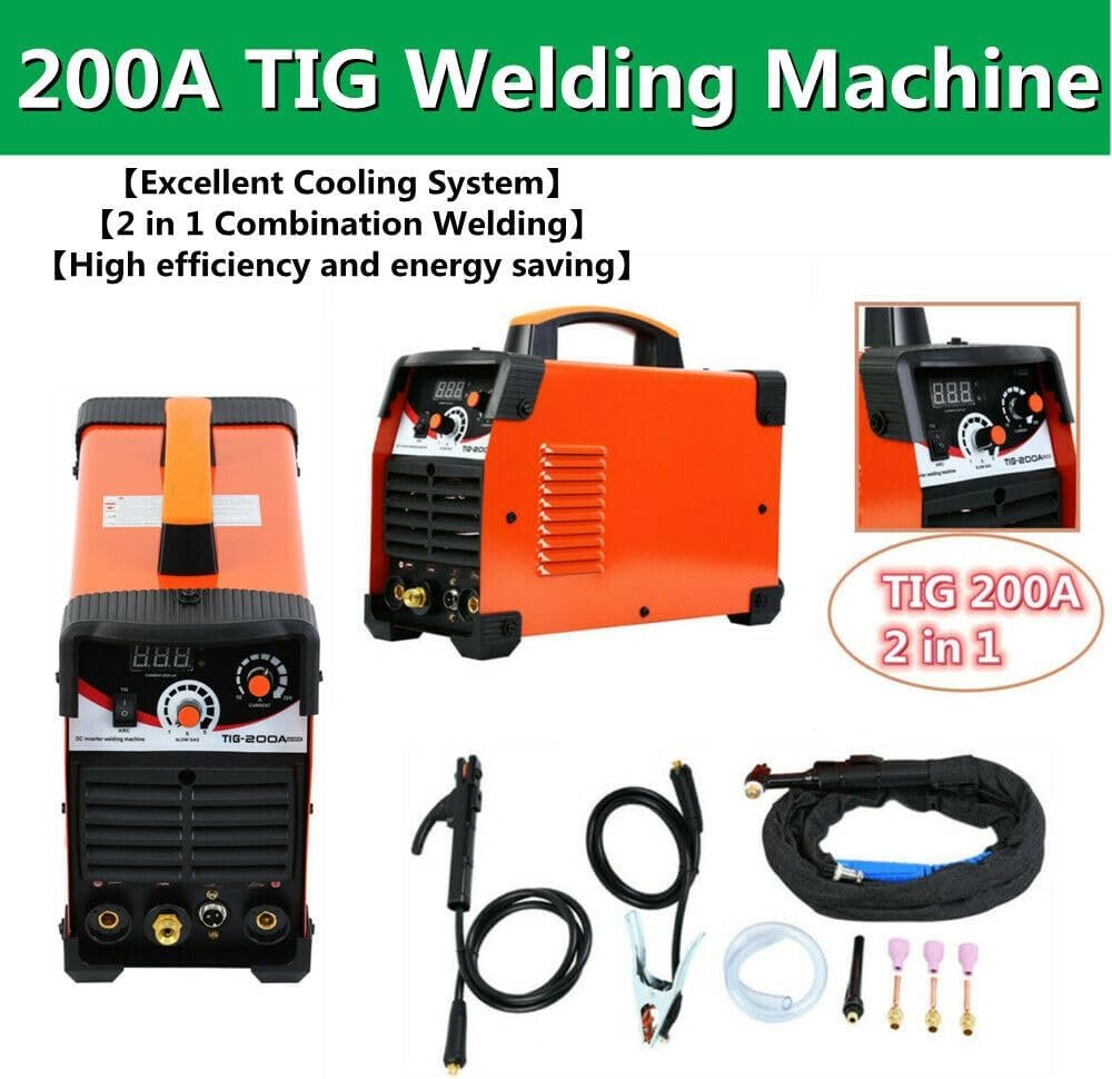 200 Amp TIG AC DC Aluminum TIG Welder Digital Inverter TIG Welder with AC DC Pulse/Square Wave/DC TIG Welder, TIG and Al Weld, 3 Year UK Warranty, 5 Working Days Delivery