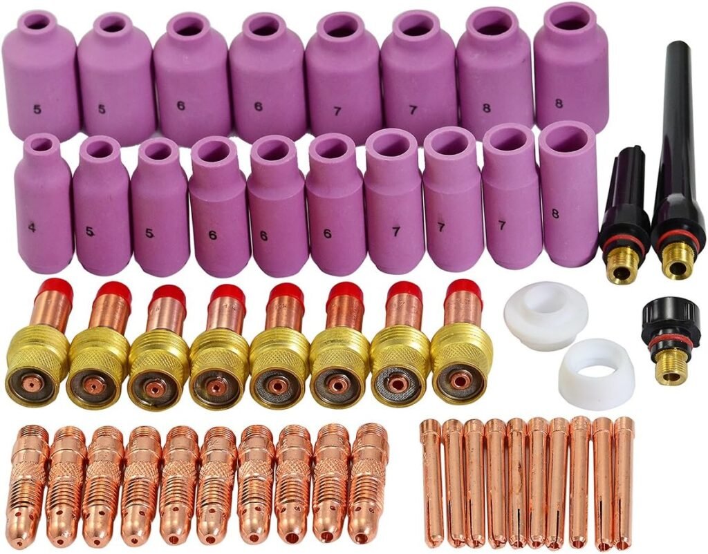 RIVERWELD TIG Gas Lens Consumables Kit WP DB SR 17 18 26 TIG Welding Torch 51 pcs