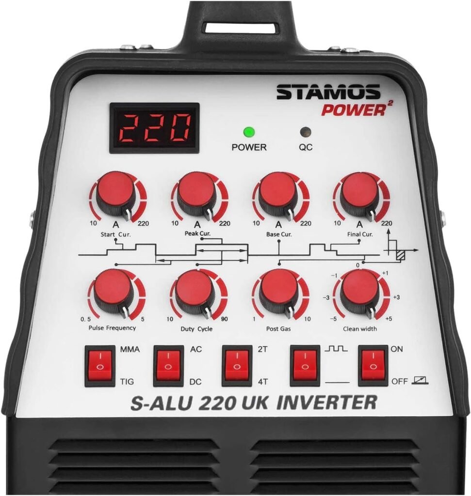 Stamos Power S-ALU 220 Aluminium Welder Arc Welding Machine Inverter (220 A / 230 V, TIG AC-DC/MMA, Power, 2/4-stroke, Power Fans)