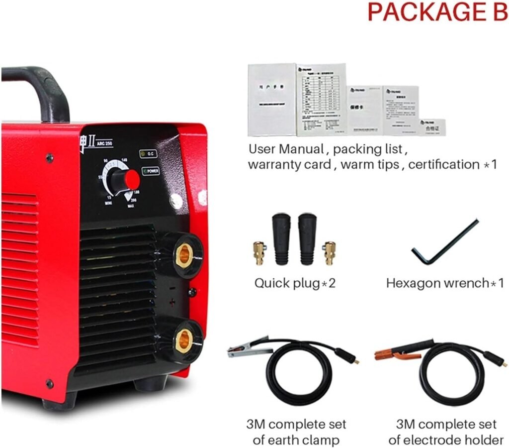 Welding Machine RILAND ARC250II 220V 15-200A Mini MMA Handheld Electric Welder Inverter Argon ARC Welding Machine Tool Powerful And Efficient (Color : Package B)