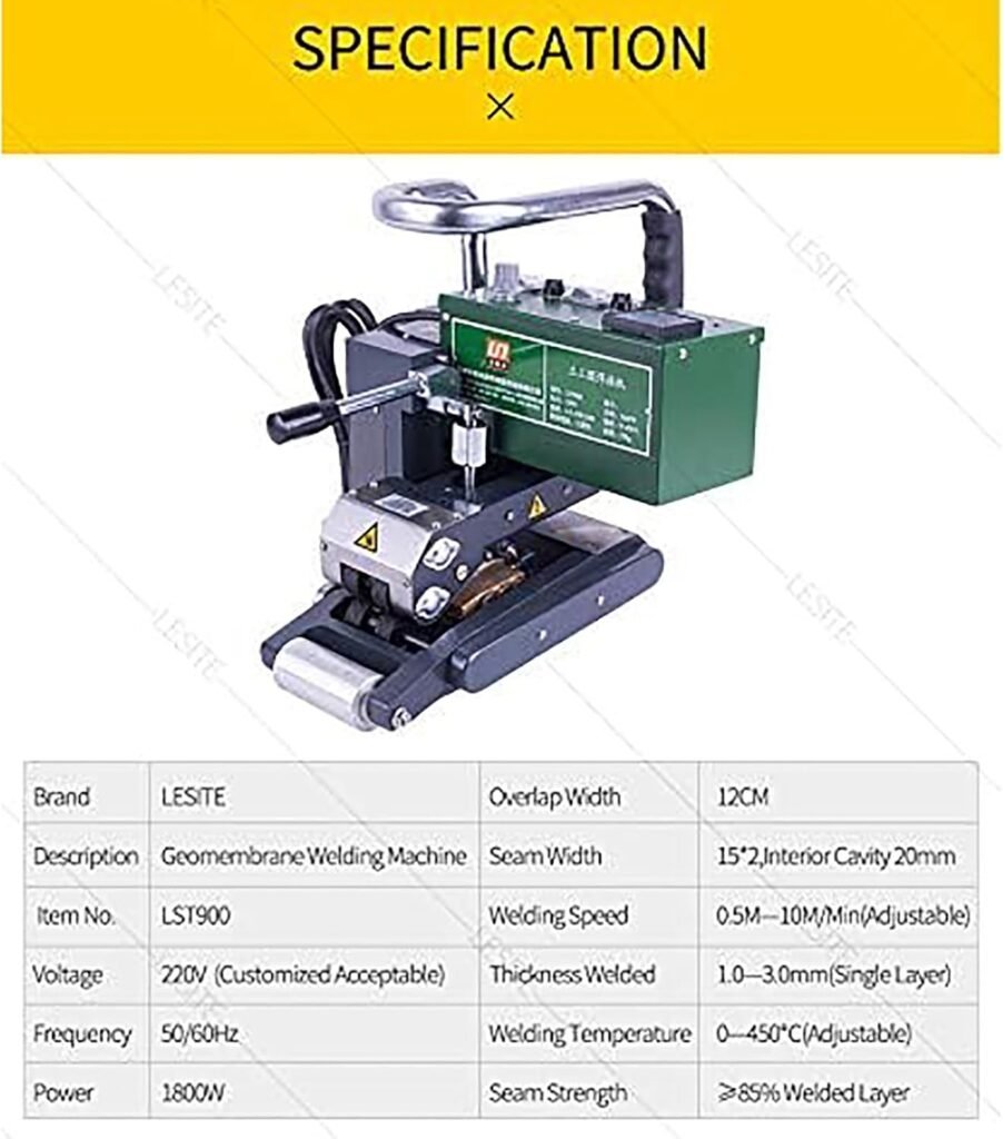 2100W Automatic Hot Wedge Welder, Geomembrane Welding Machine(Hdpe), Plastic Layer Sealing Tool,for Sealing Thick Membrane 1.0-3.0mm