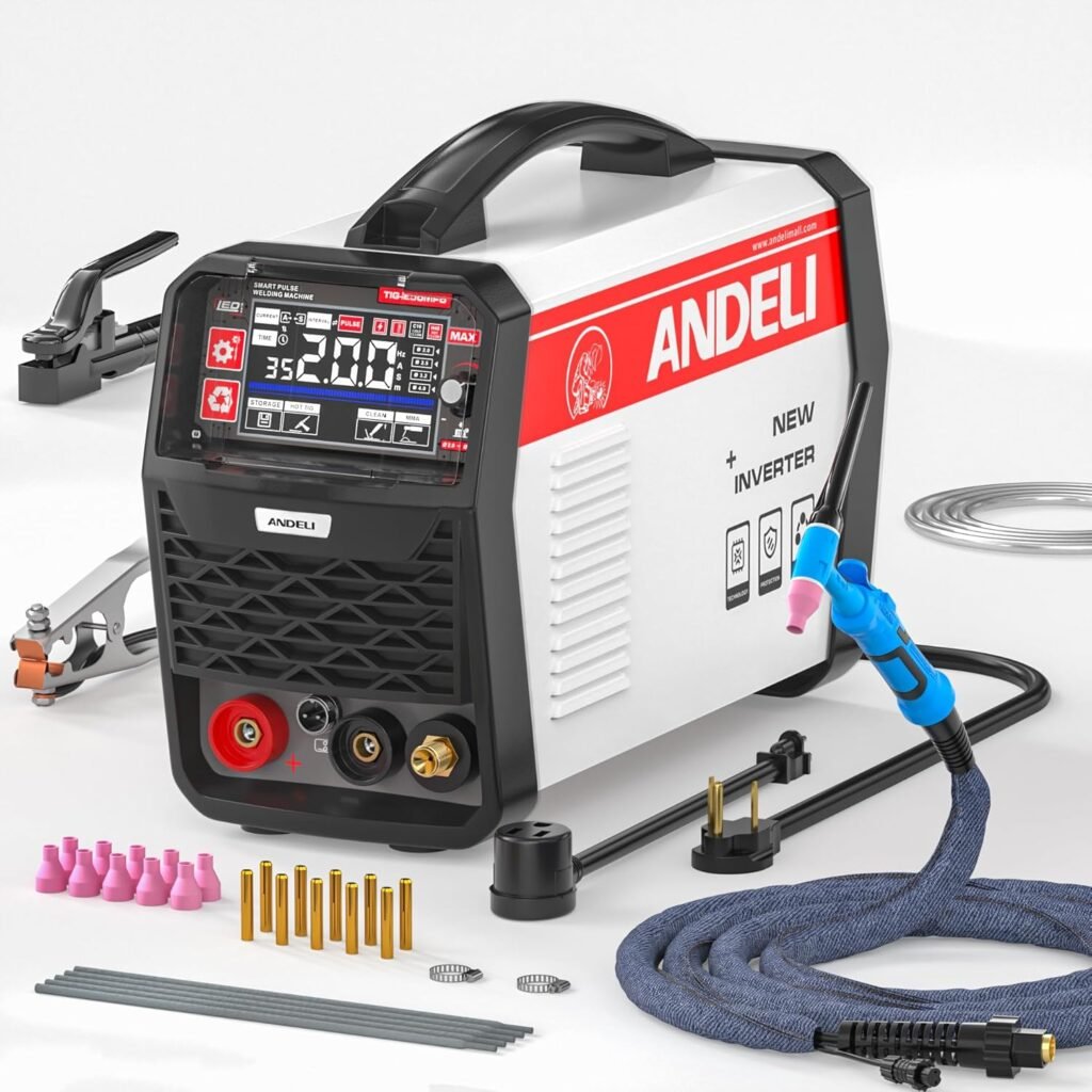 ANDELI Tig Welder,200Amp Pulse TIG/MMA/CLEAN/HOT TIG Welder,110V/220V IGBT Digital Inverter TIG Welding Machine TIG-250MPC