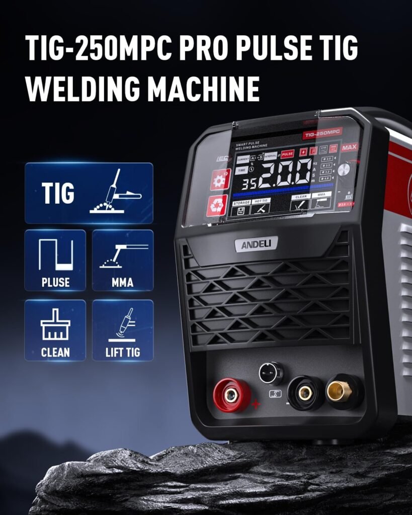 ANDELI Tig Welder,200Amp Pulse TIG/MMA/CLEAN/HOT TIG Welder,110V/220V IGBT Digital Inverter TIG Welding Machine TIG-250MPC