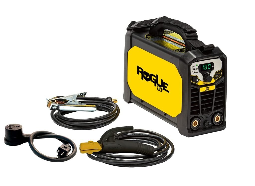 ESAB 0700500070 MINIARC Rogue ES 180i Stick Welding System, Dual Voltage Input, Adjustable Hot Start/Arc Force, Stick 6010 Mode, Power Factor Control, Electrodes up to 5/32, IP23S Designed