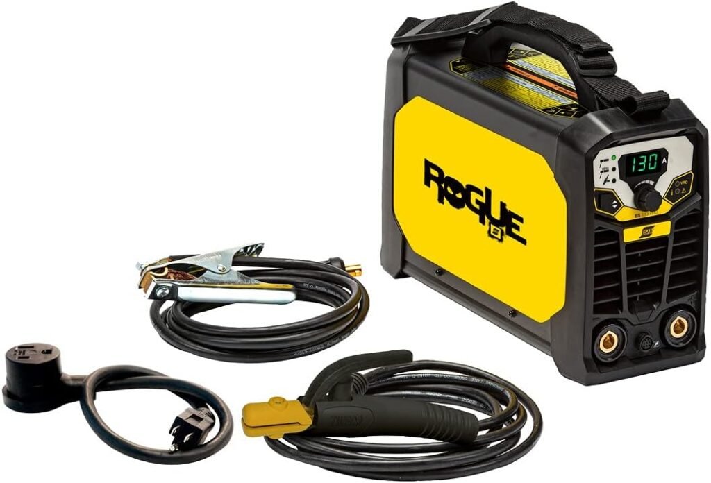 ESAB 0700500091 MINIARC Rogue ES 130i Stick Welding System, Dual Voltage Input, Adjustable Hot Start/Arc Force, Stick 6010 Mode, Power Factor Control, Electrodes up to 1/8, IP23S designed