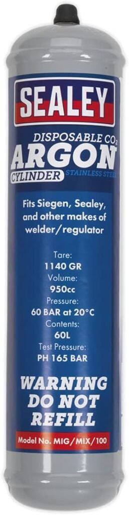 Sealey MIG/MIX/100 Gas Cylinder Disposable Carbon Dioxide/Argon 60ltr