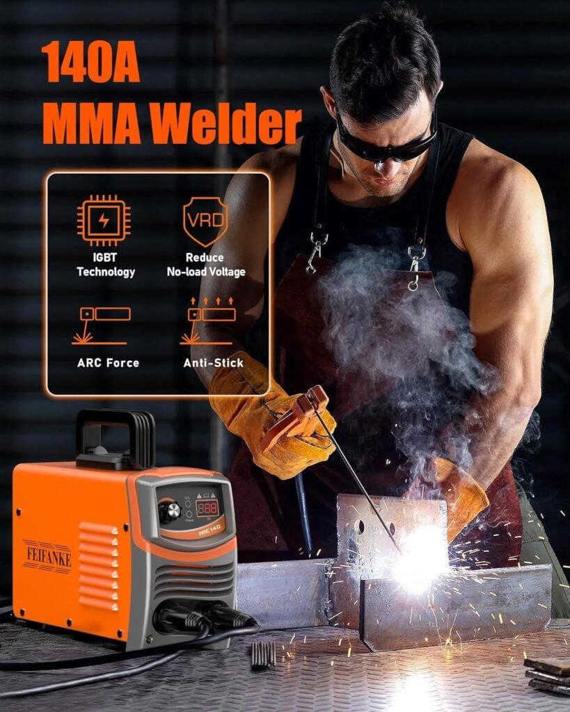 FEIFANKE ARC140 Stick Welder 140A Welding Machine 2 in 1 Lift TIG/Stick Inverter Welder 220V with Digital VRD Function, Anti-Stick, IGBT