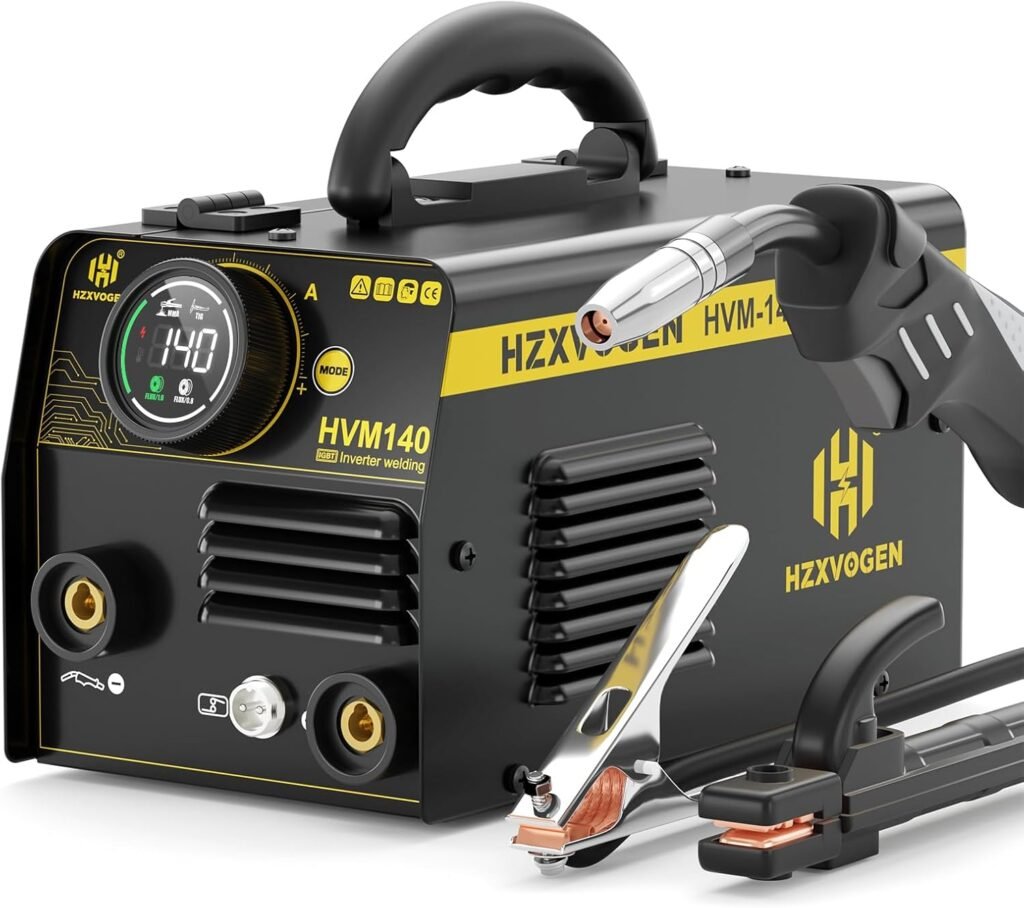 H HZXVOGEN 140A 220V Mini MIG Welder Flux Core Welder MIG ARC 3 in 1 Compact MIG Welding Machine Inverter Gasless Welding Machine（HVM140)