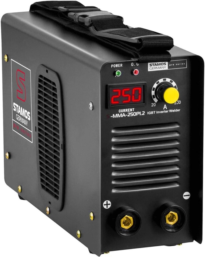 Stamos Welding Group S-MMA-250PI.2 Arc Welder Inverter Welder Welding Machine (250 A, 8m Cable, IGBT, Hot Start, LED Display, incl. accessories)