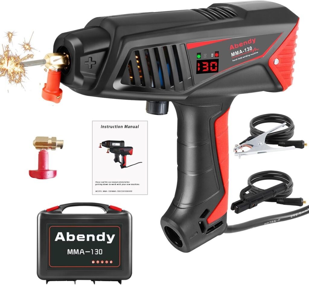 Abendy Portable Handheld Welder, 110V Portable Stick Welder Machine, Handheld Welding Machine with 130Amp Digital Display, Suitable for 1/16-1/8 Arc Welder