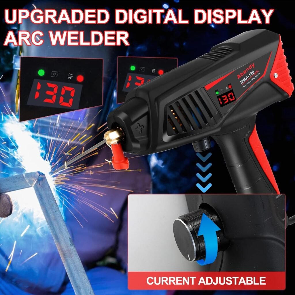 Abendy Portable Handheld Welder, 110V Portable Stick Welder Machine, Handheld Welding Machine with 130Amp Digital Display, Suitable for 1/16-1/8 Arc Welder