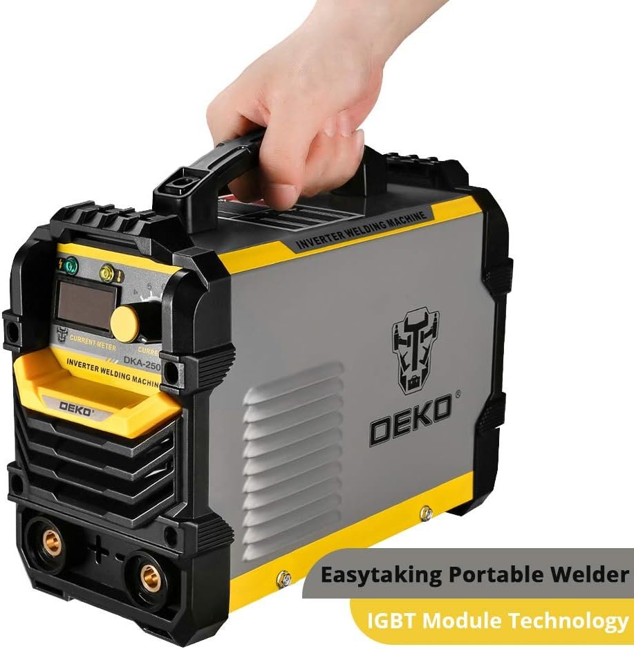 DEKO 220V MMA Welder, 200A ARC Welder Machine IGBT Digital Display LCD Hot Start Welder with Electrode Holder,Work Clamp, Input Power Adapter Cable