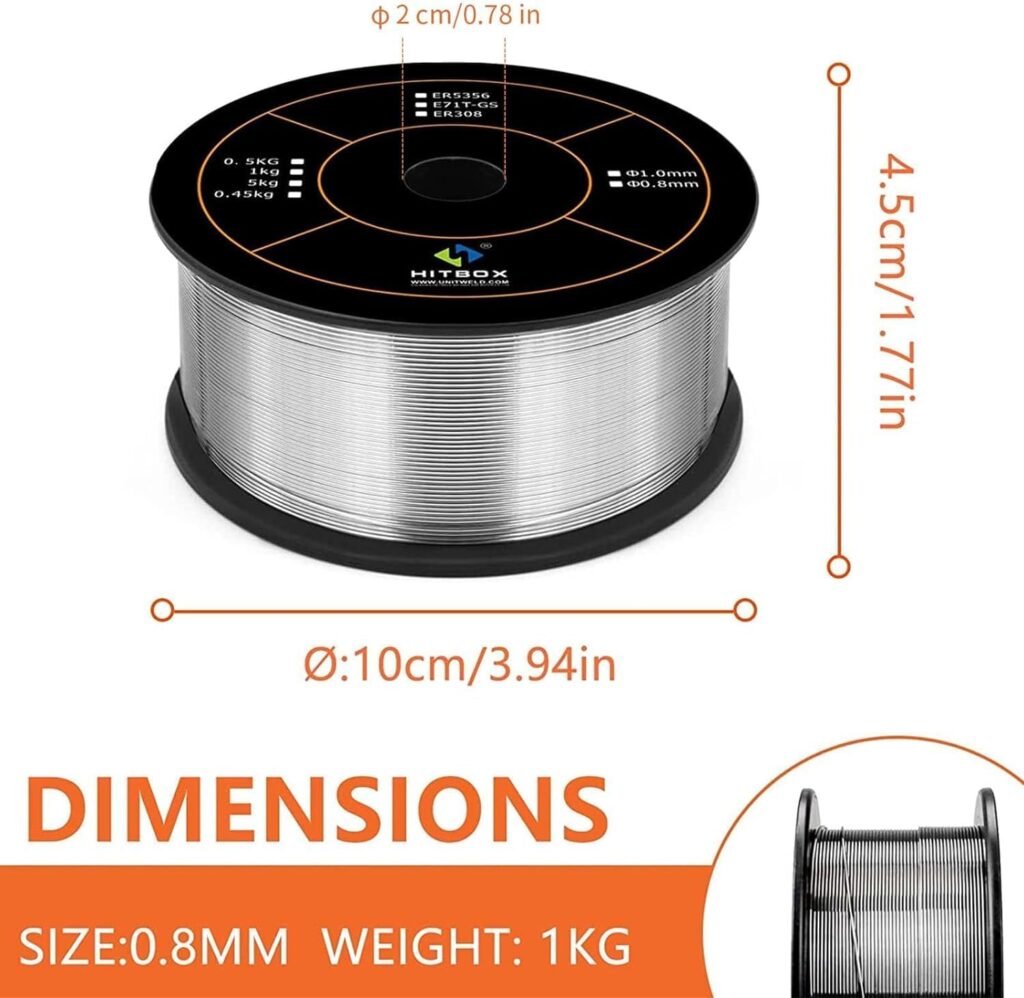 HITBOX 1KG 0.8MM Flux Cored Wires E71T-GS Welding Wire for MIG Welder Welding Wires Without Gas Self Shielded Gasless Welding Wire for Welding Stainless Steel 2PCS