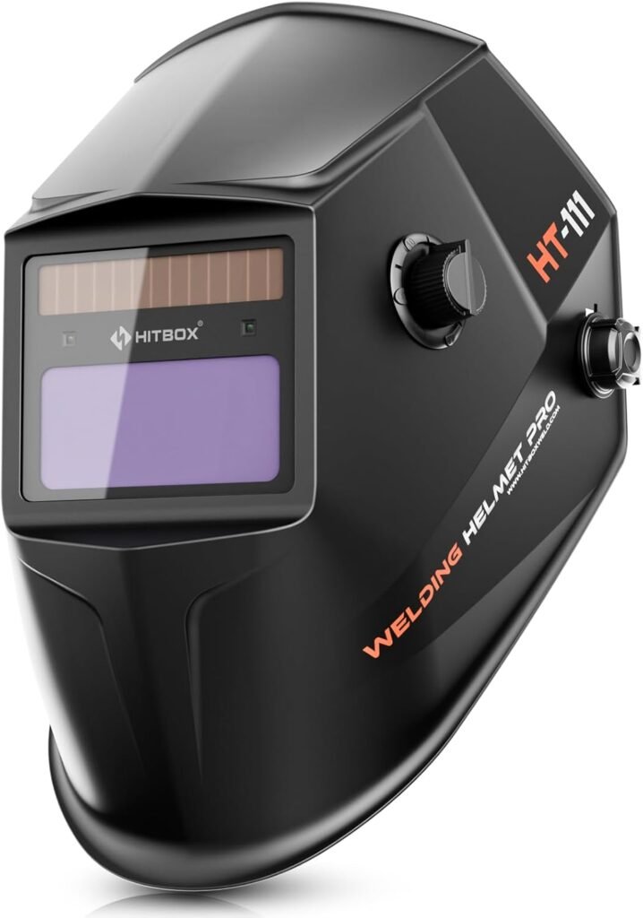 HITBOX Welding surface Automatic shading Solar-powered rechargeable Battery-powered Shading level 4/5-9/9-13 Clear field of vision Welding helmet Semi-automatic welding Arc welding For tig welding, et