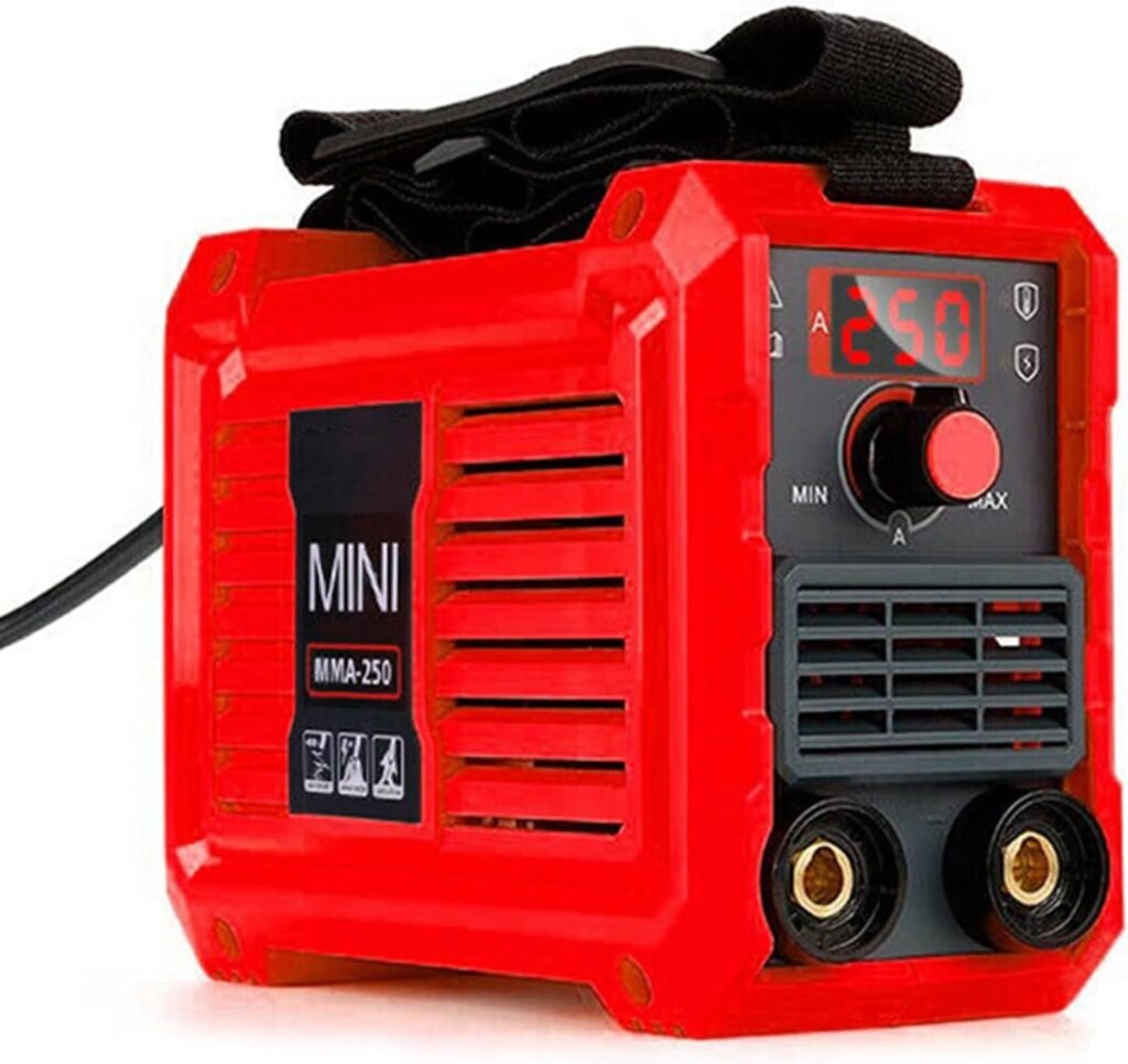 NAIMP Small Welder Machine, Mini Portable ARC Welder, Digital LED Display, 220V MMA Welding Inverter Gasless Tool, Included Electrode Holder,Work Clamp, Input Power Adapter Cable and Brush.