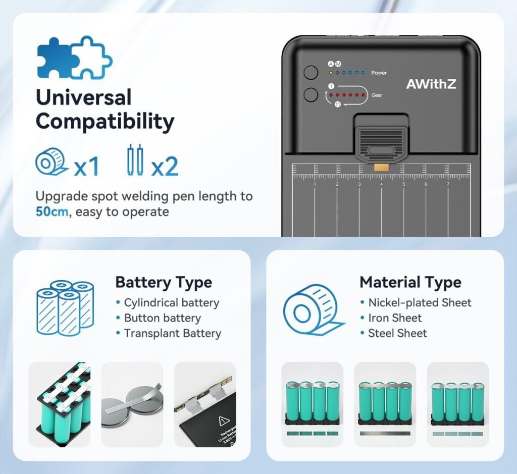 Spot Welder, AWithZ Battery Welder with Precision Repair Table, Supports Auto Manual Modes, 11 Adjustable Gears,for Mobile Phone Battery Repair, 18650 Battery Spot Welding Kit(MC1)