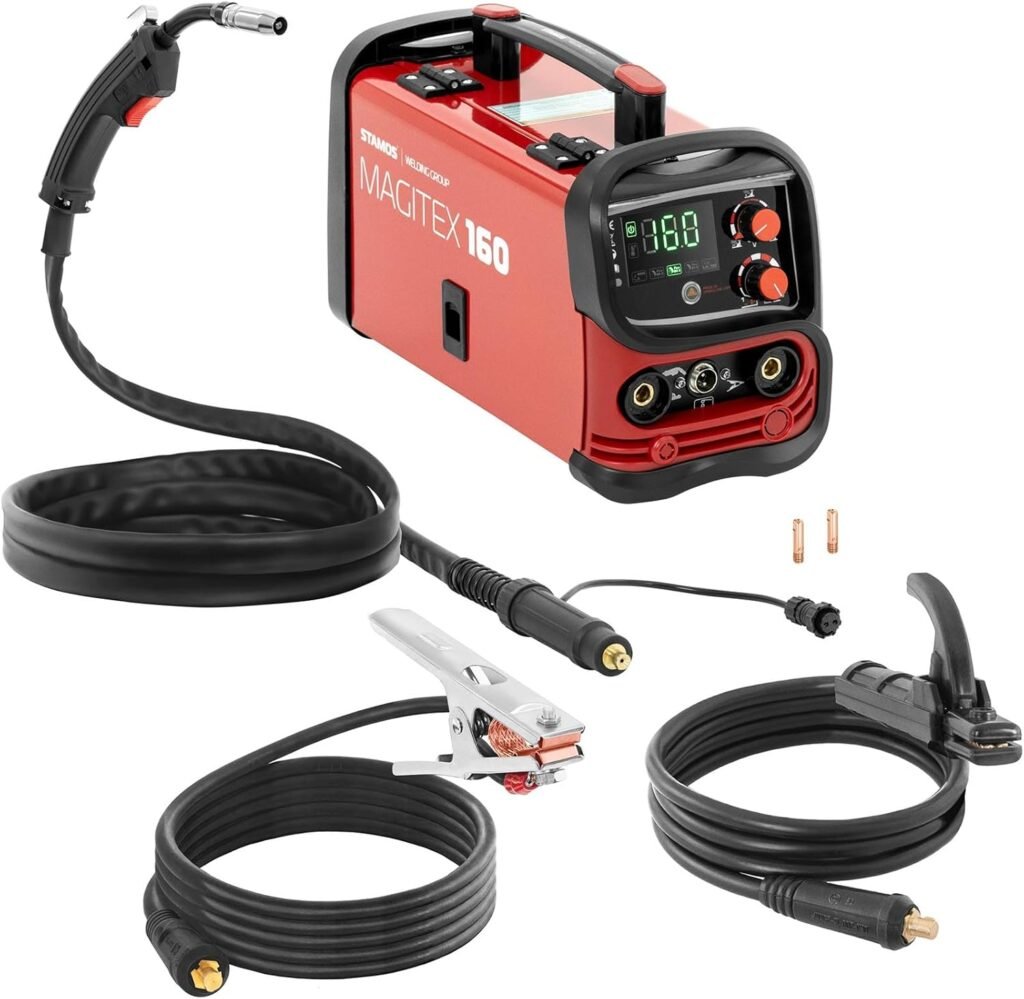 Stamos Germany MAGITEX 160 Gasless MIG Welder - 160 A - 60% Duty Cycle - TIG Liftarc - MMA Flux core Welder Flux Welder MIG Welder Without Gas