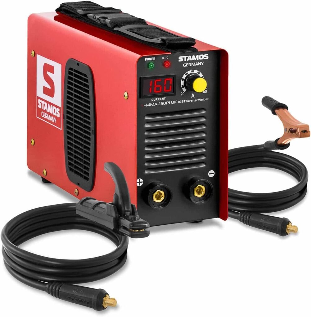 Stamos Germany S-MMA-160PI Electrode Welder Arc Welder Inverter Welder Welding Machine (160 A, IGBT, Hot Start, LED Display, incl. Accessories)