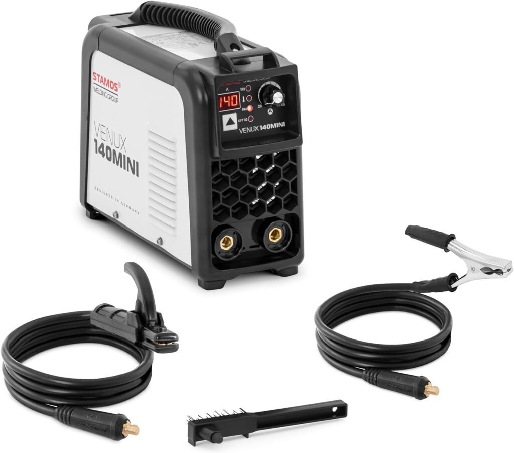 Stamos Germany VENUX 140MINI Arc Welder - 140 A - 60% Duty Cycle - TIG Lift - IGBT - Anti-Stick - Hot Start Electrode Welder Manual arc Welder Stick Welder Arc Welder