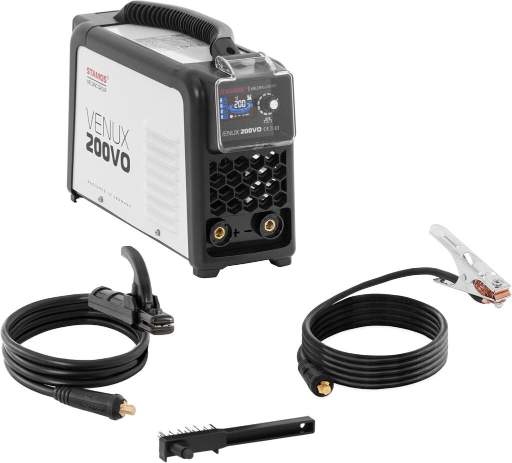 Stamos Germany VENUX 200VO Arc Welder - 200 A - 60% Duty Cycle - TIG Lift - IGBT - Anti-Stick - Hot Start Electrode Welder Manual arc Welder Stick Welder Arc Welder