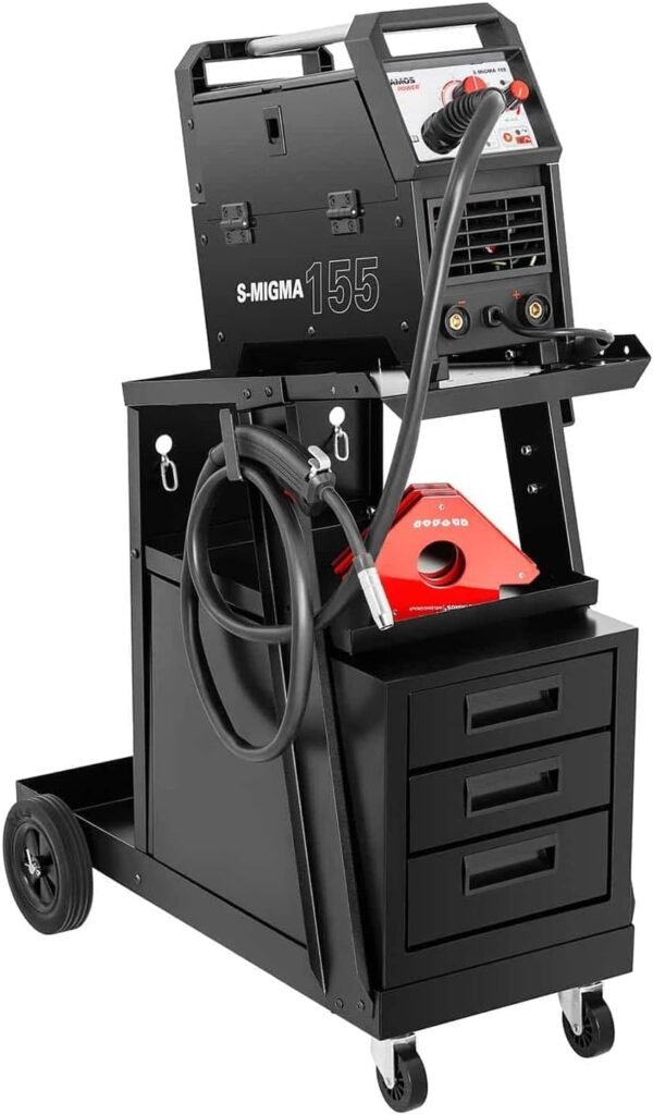 Stamos Welding Welding Cart SWG-WC-3D (Capacity: 75 kg, 3 Drawers, Upper Shelf 45 x 30 cm, Steel, Gas Tank Holder)