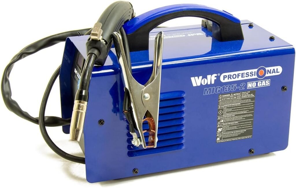 130A 230V Welder MIG 40amp - 130amp Wolf MIG 135-2 Smooth DC No Gas Welding Machine with Clamp, Torch, Tips, Wire Roller, Brush  Face Shield - 2 Years Warranty