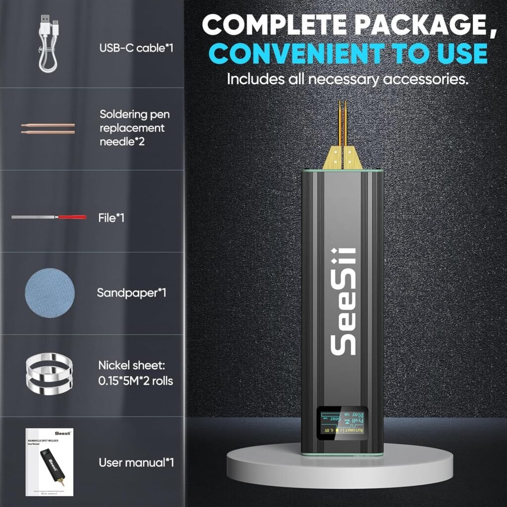 Seesii Battery Spot Welder with 5.0Ah Battery: Upgraded Handheld Mini Portable Spot Welder for 18650 Battery, Welding Nickel Sheets 0.1-0.2mm, Iron,Stainless Steel Sheets, 80 Gear,Auto and Manual Mode