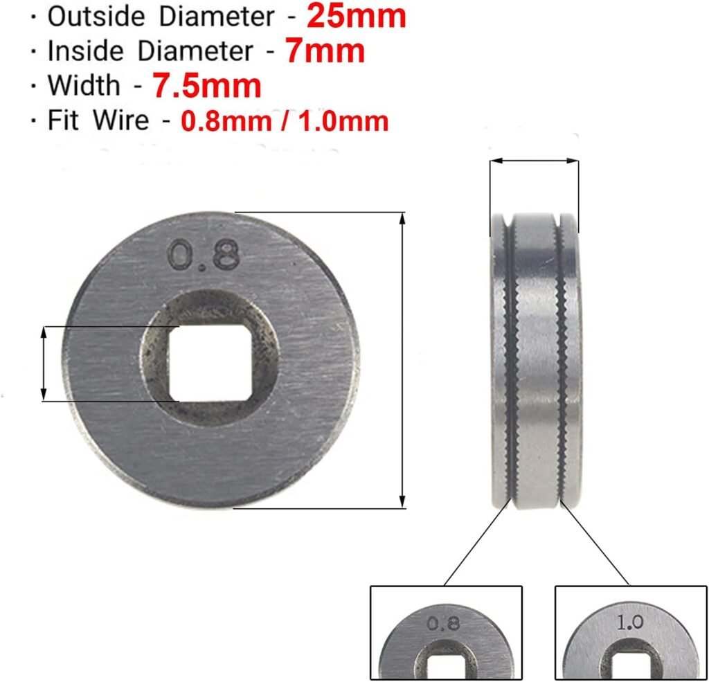 2X Wire Feed Drive Rollers Roll Wheels 25mm Diameter Knurled Groove Fit for SSJ16 Wire Feeder MIG MAG Welders Equipment Parts (0.6mm/0.8mm)