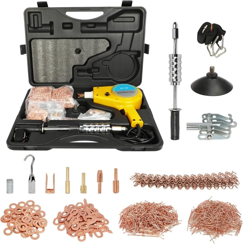 Body Repair Dent Removal Tools, 800VA Spot Welder Stud, 1600A Stud Welder Kit 220V Stud Gun Dent Puller Kit with Complete Accessories Dent Welder Repair for Auto Body Repairing