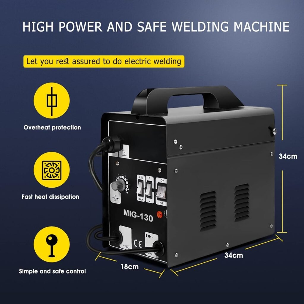 COSTWAY Gasless MIG Welder, 120A 240V Flux Core Wire Automatic Feed Welding Machine with 10 Adjustable Sppeds, 4 Levels, Overheat Protection, Face Mask and Brush, MIG Welding Equipment