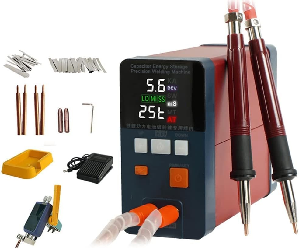 DISHENGZHEN Portable Pulse Spot Welding Machine with 12 kW Capacitor Energy Storage, 0.4mm Nickel Strip Welding Equipment and Handheld Welding Pen for Battery Spot Welding.