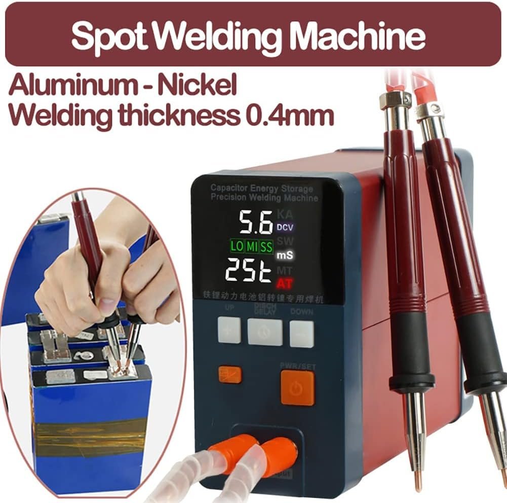 DISHENGZHEN Portable Pulse Spot Welding Machine with 12 kW Capacitor Energy Storage, 0.4mm Nickel Strip Welding Equipment and Handheld Welding Pen for Battery Spot Welding.