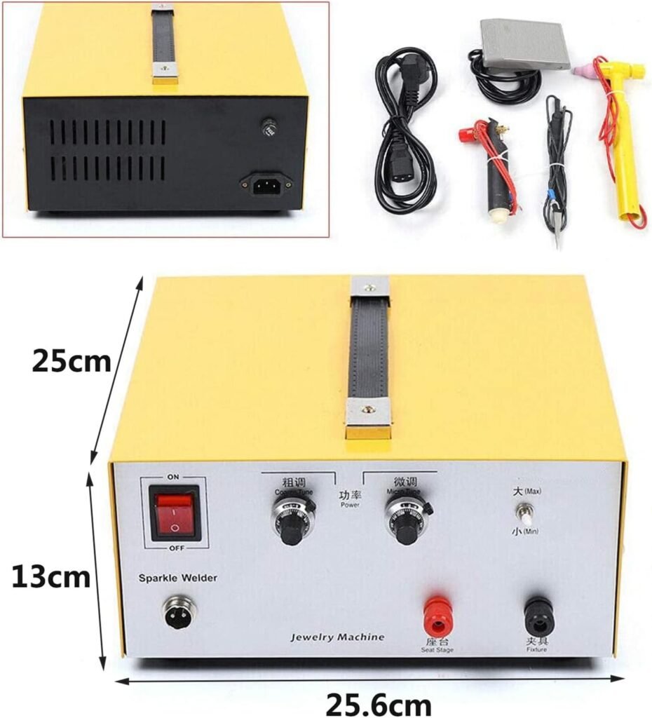 Jrcfnss Jewelry Spot Welder, Pulse Sparkle Spot Welding Machine, 80A Portable Spot Welding Machine with Foot Pedal for Jewelry Gold Silver Platinum