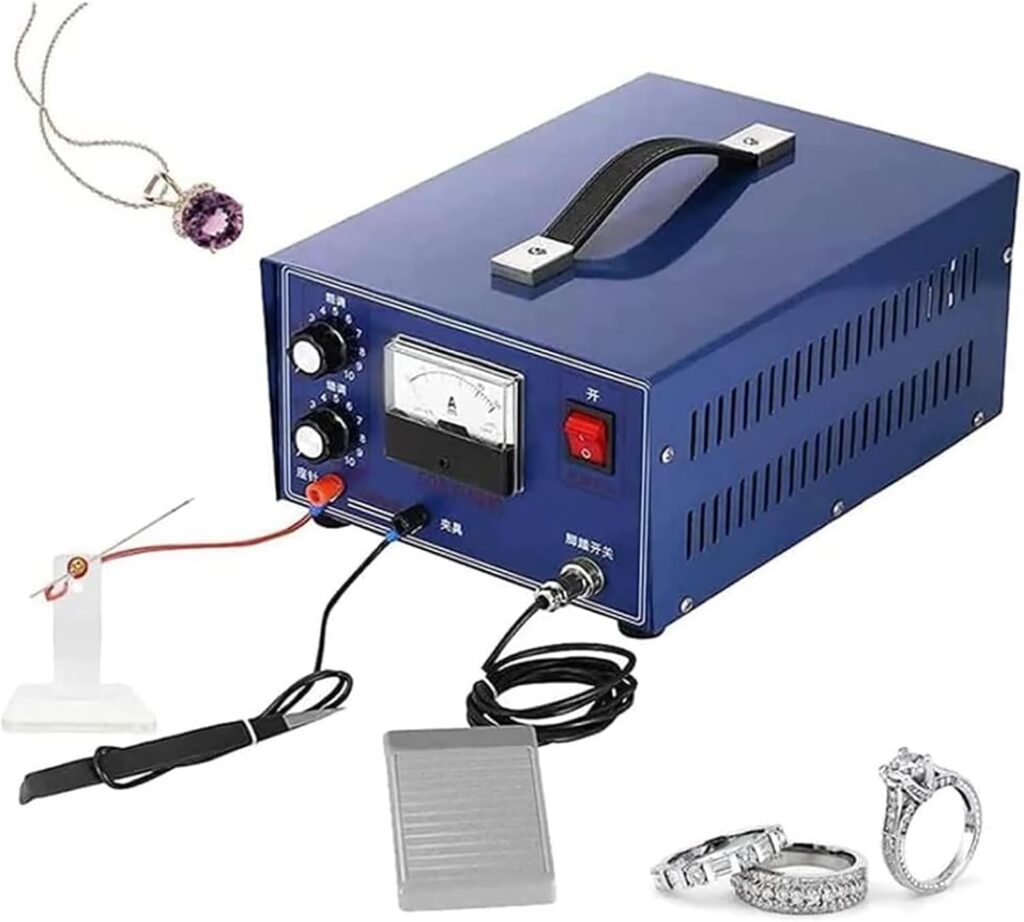 McbeAn Jewelry Welder Kit, 200W 50A Jewelry Spot Welding Machine,Foot Pedal Control, Adjustable Power, DIY Jewelry, One Point Of Welding, Quick Heat Dissipation, for Gold Silver Platinum Necklace