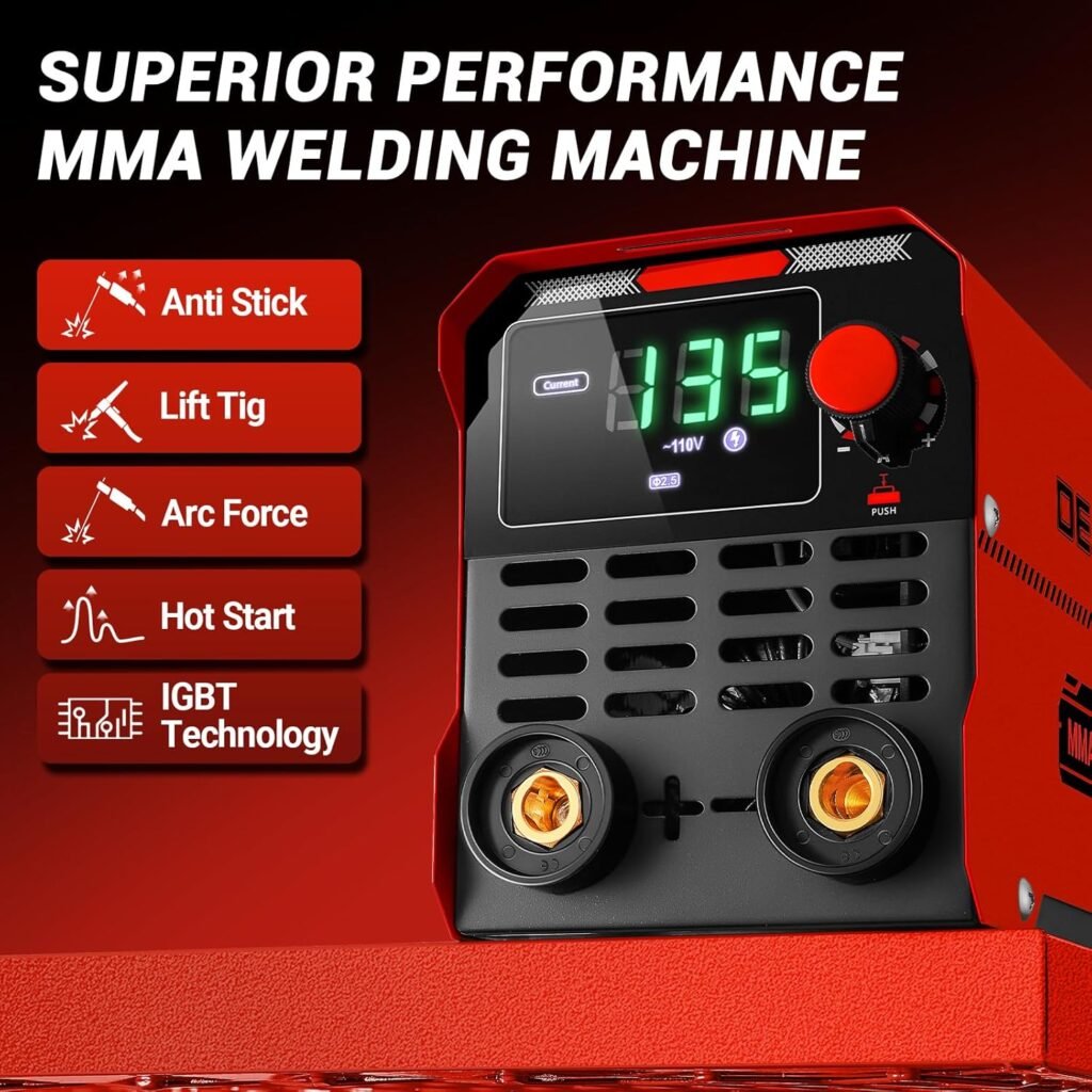 Mini Stick/Lift TIG Welder：DEKO 135Amp 220V MMA Portable ARC Welding Machine Kit, IGBT Digital Display LCD, Hot Start, Arc Force, Anti-Stick