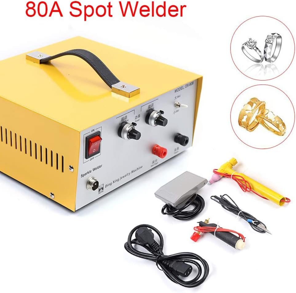 MONSEG Jewelry Spot Welding Machine, 80A Jewelry Spot Welder, Pulse Sparkle Spot Welder Portable Spot Welder Electric Soldering Machine Spot Welding Machine for Gold/Silver/Platinum/Steel